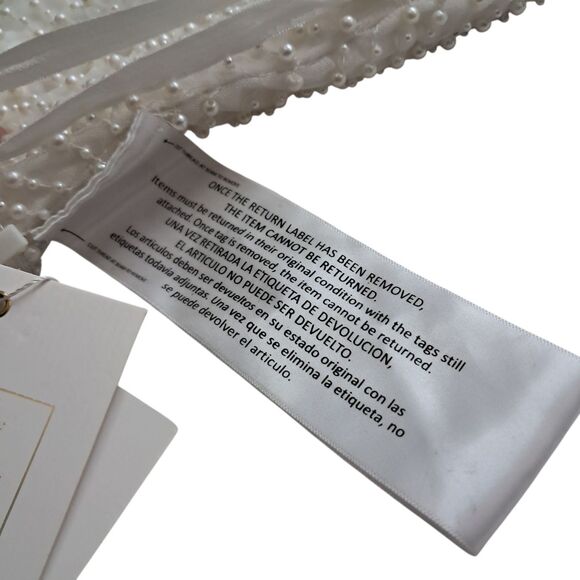 NWT Mac Duggal Gown Womens 2 Ivory One Shoulder Pearl Sequin Asymmetrical Bridal - Picture 9 of 16